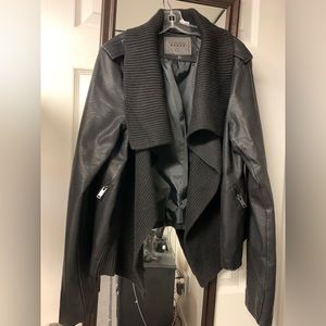 Black Faux Leather Cardigan